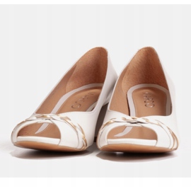 Marco Shoes 1577P fehér bőr szivattyúk stabil sarokkal 1