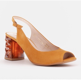 Marco Shoes Sárga színű bőr szandál 3D 1517P sarokkal 1