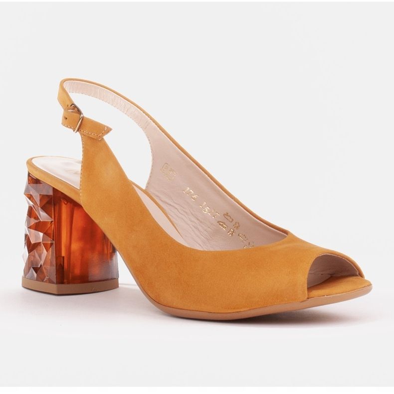 Marco Shoes Sárga színű bőr szandál 3D 1517P sarokkal 1