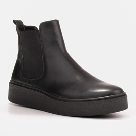 Marco Shoes Puha, természetes bőrből készült alacsony csizma fekete 1