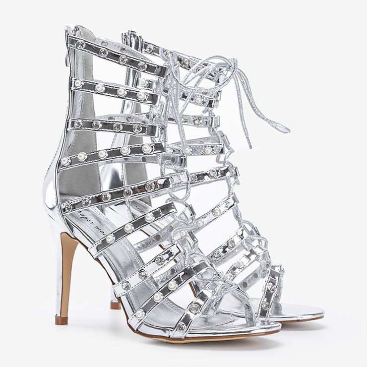 Ezüst szandál a The Twist stiletto -n 1