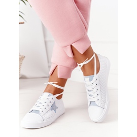 Big Star Női bőr cipők csillaggal Nagy csillag DD274692 Fehér-kék 1