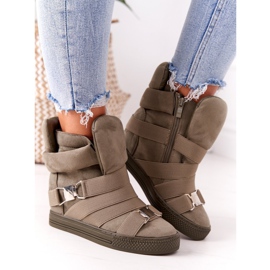 Suede Wedge Cipők Lu Boo Olive zöld 2