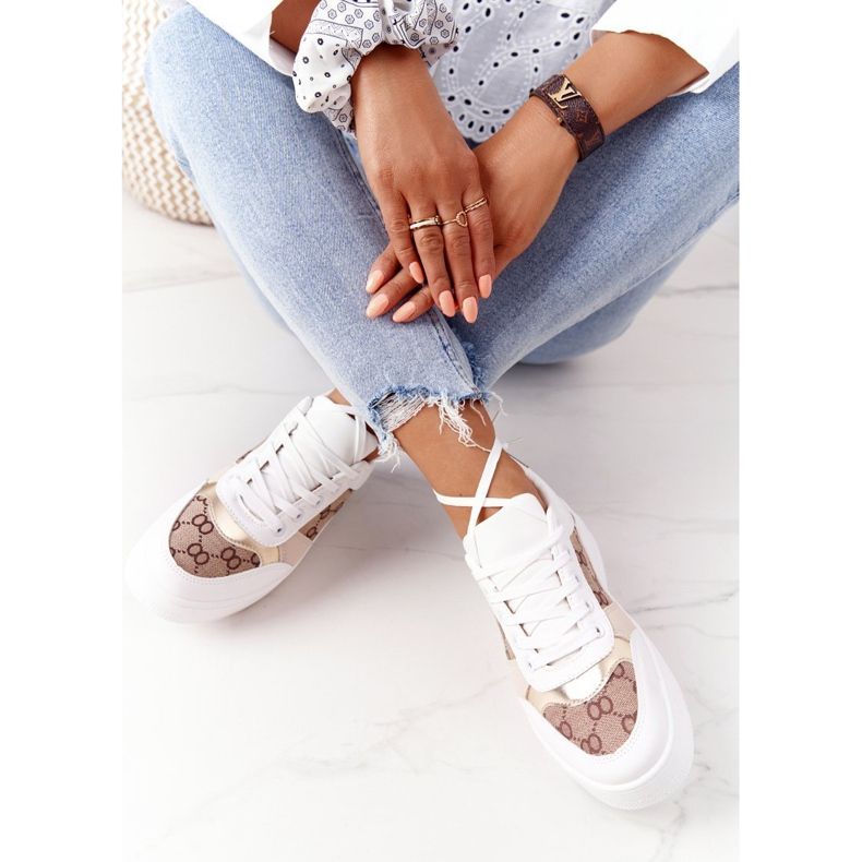 Sportcipő Cipők a platformon fehér és arany Allisone aranysárga 1