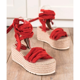 Seastar Kötött szandál egy magas platformon piros 1