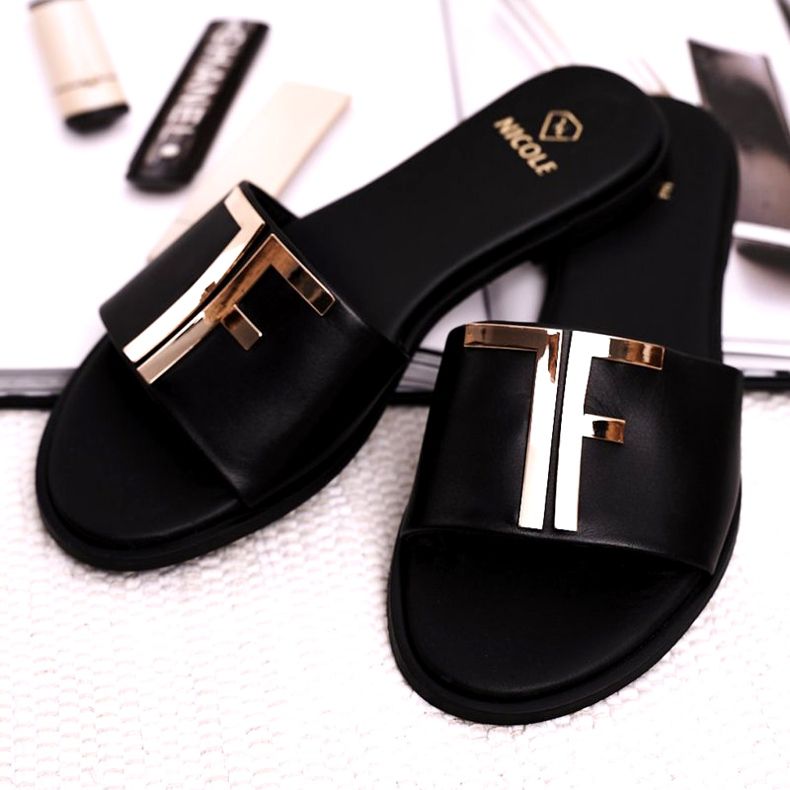 Elegáns női papucs fekete Nicole Dilmah 4