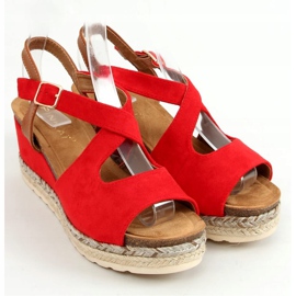 Piros YL90 Piros espadrilles ékeken 1