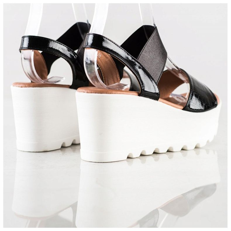 Weide Könnyű szandál, fehér ék fekete 1