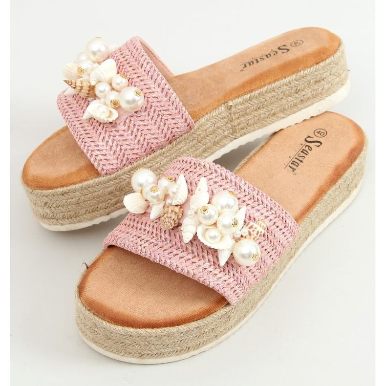 Papucs espadrilles rózsaszín héjjal CK117P Pink 1