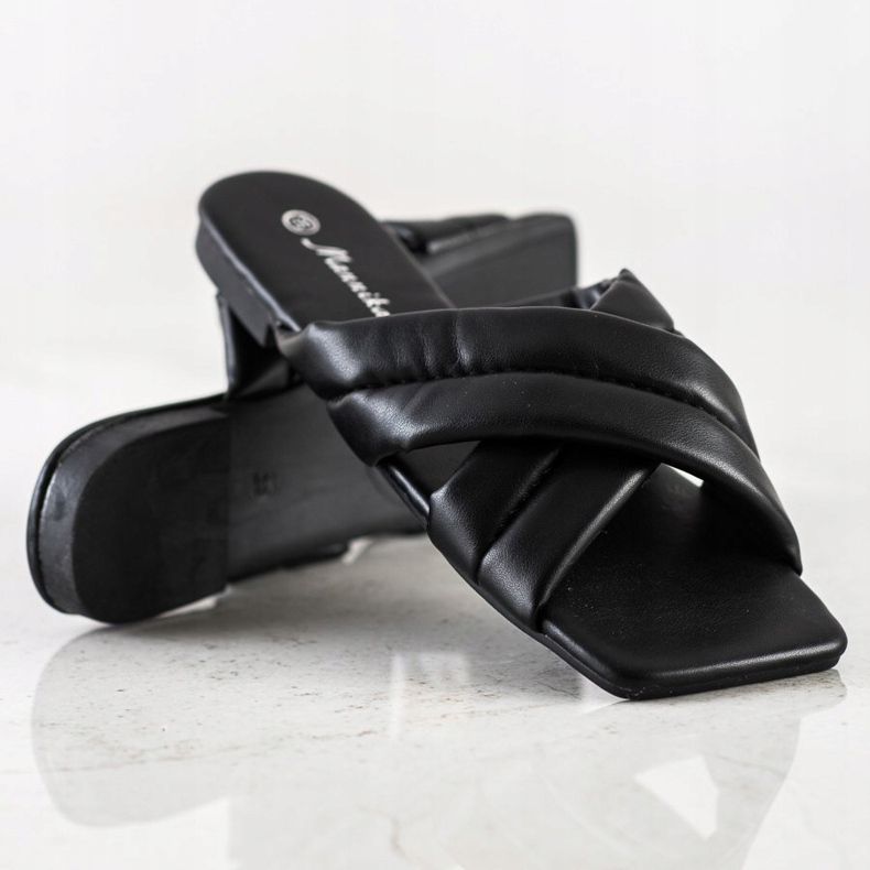 Mannika Kényelmes Eco bőr papucs fekete 1