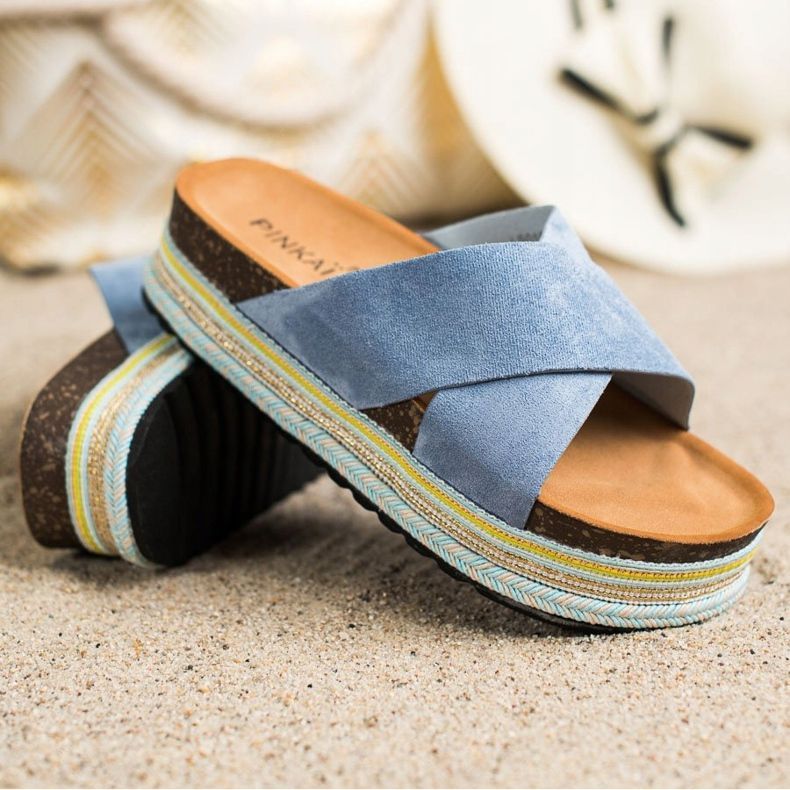 SHELOVET Kék velúr papucs 1