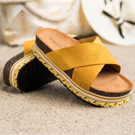 SHELOVET Mustáros velúrpapucs sárga 1