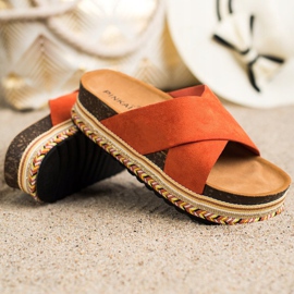 SHELOVET Narancssárga papucs velúrral 1