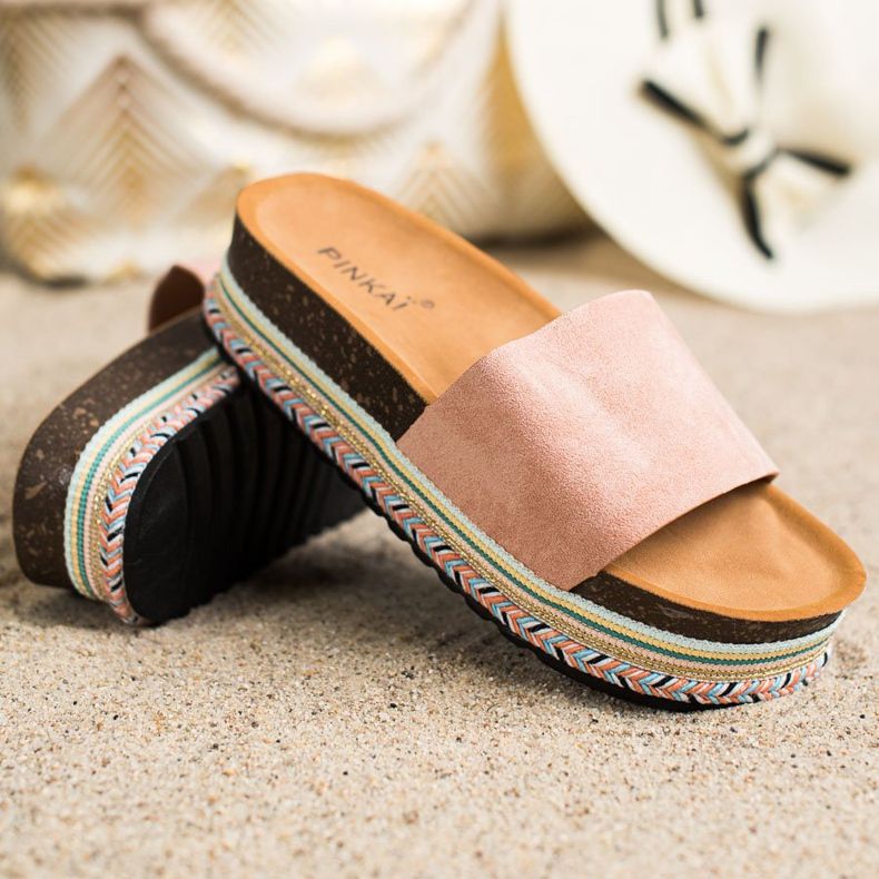 SHELOVET Kényelmes velúr papucs rózsaszín 1