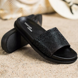 SHELOVET Fényes, fényes papucs fekete 1