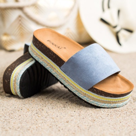 SHELOVET Kényelmes velúr papucs kék 1