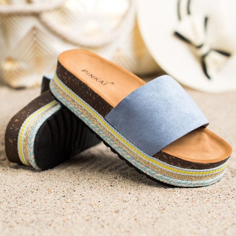 SHELOVET Kényelmes velúr papucs kék 1