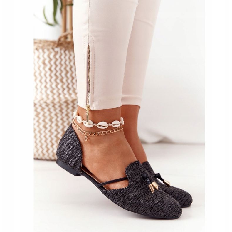 Balerinák Spitzben, fonott vonallal Lu Boo Black fekete 2