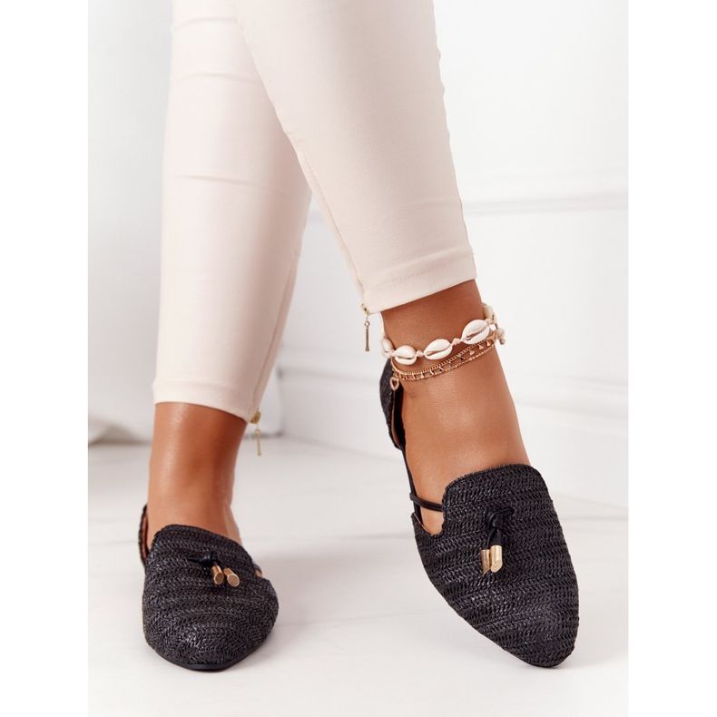 Balerinák Spitzben, fonott vonallal Lu Boo Black fekete 1