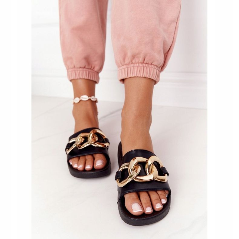 PS1 Egy pillanat fekete láncos gumi papucs 1