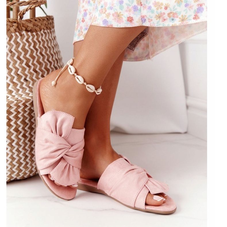 PE1 Velúr papucs kötött rózsaszín Emiliával 2