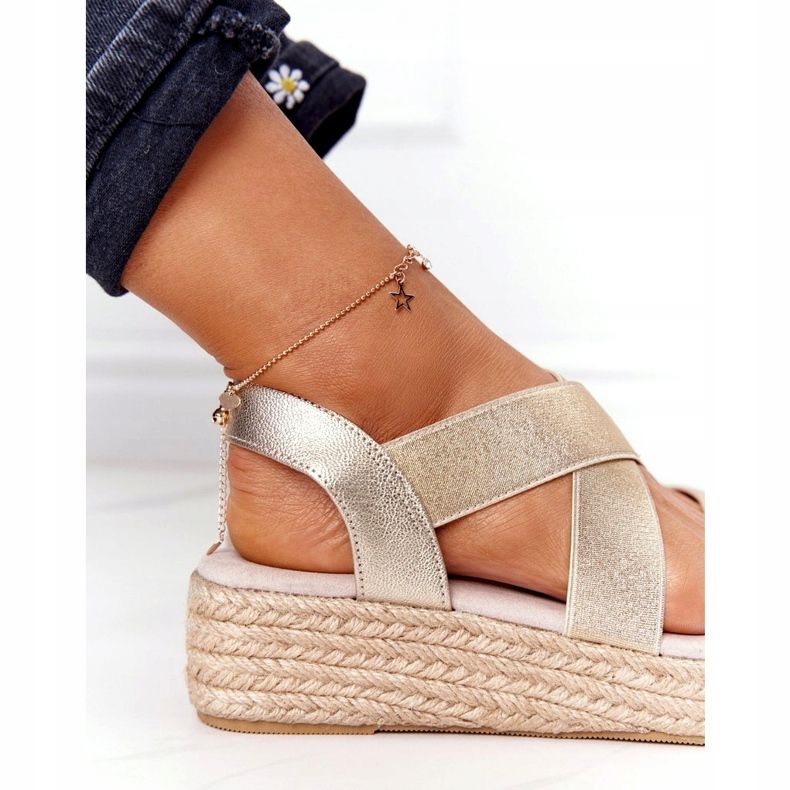 Big Star Ék szandál bordázott nagy csillaggal HH274414 Arany aranysárga 4