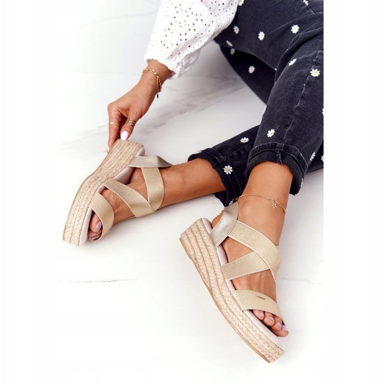 Big Star Ék szandál bordázott nagy csillaggal HH274414 Arany aranysárga 5