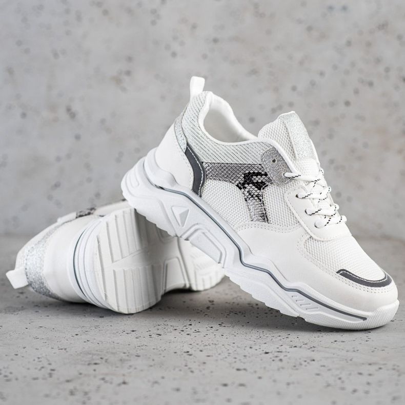 SHELOVET Fehér cipők csillogással 1