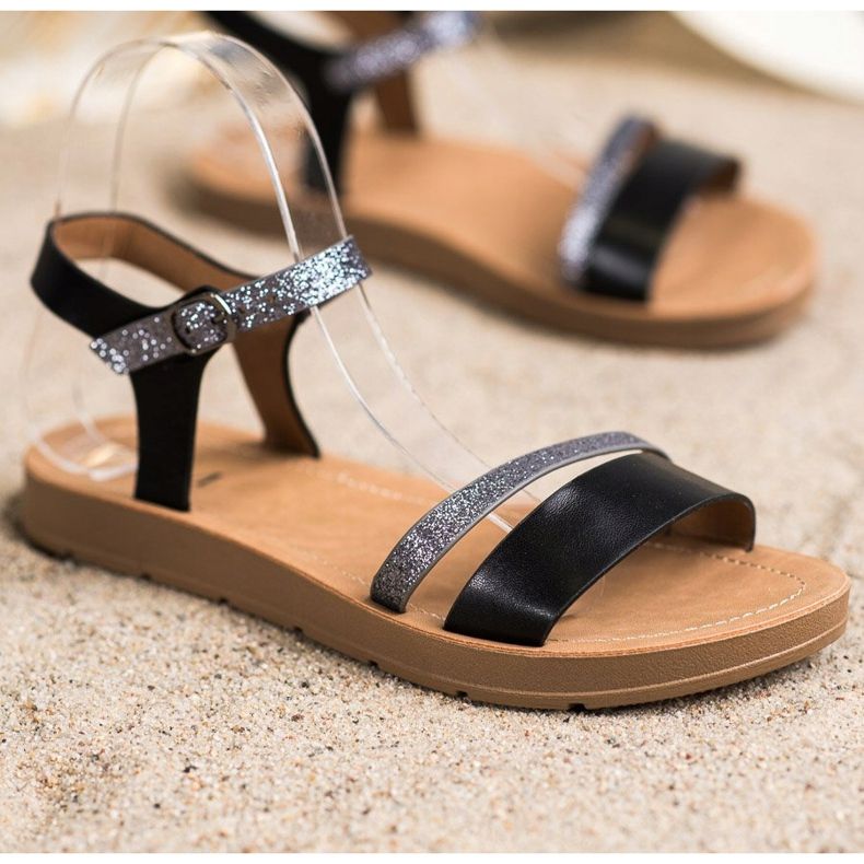 Cm Paris Stílusos szandál csillogással fekete szürke 1