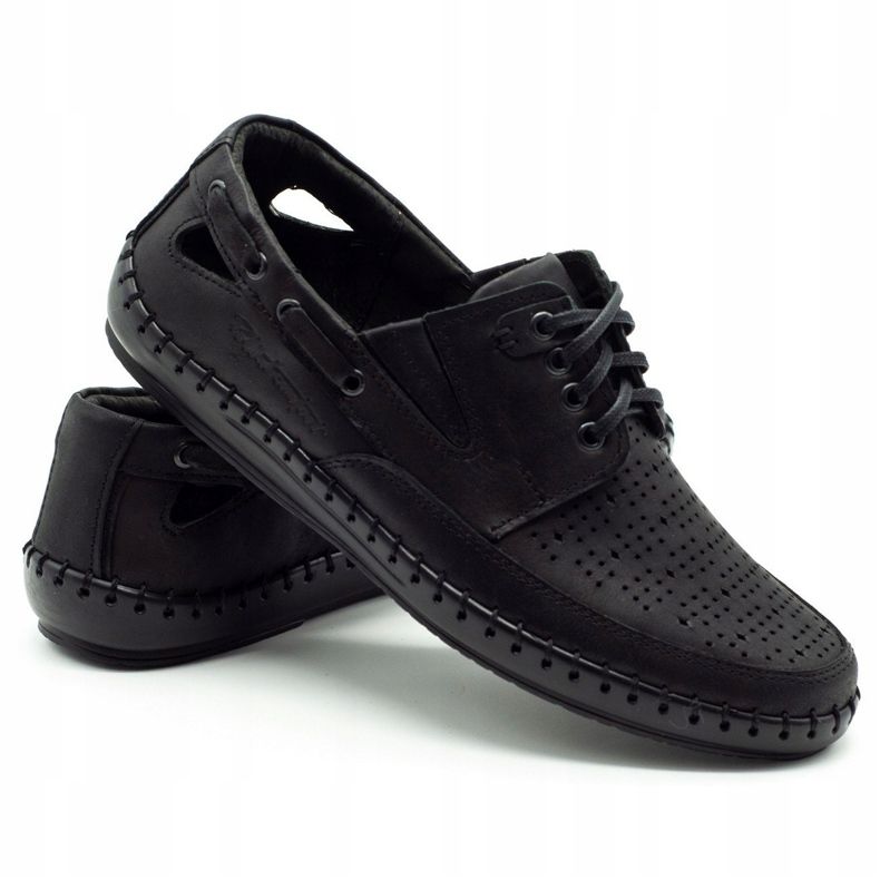 Polbut Fekete férfi áttört mokaszin cipő J69L 1