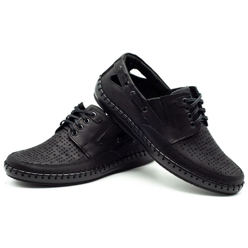 Polbut Fekete férfi áttört mokaszin cipő J69L 3