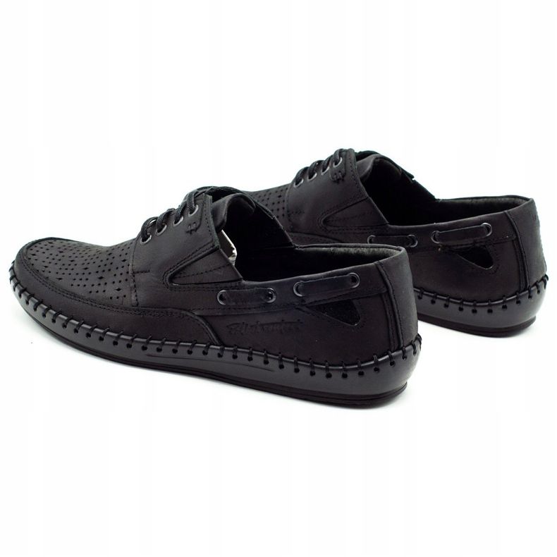 Polbut Fekete férfi áttört mokaszin cipő J69L 4