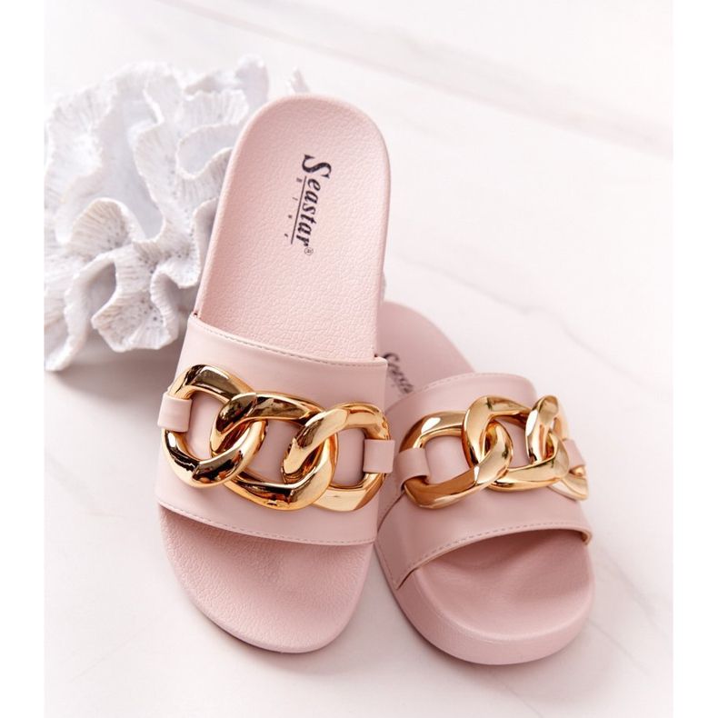 PS1 Egy pillanat bézs gumi papucs lánccal 1