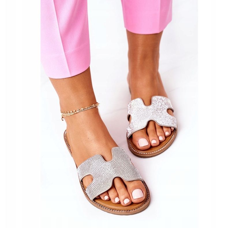 PE1 Bőr papucs köbös cirkónium ezüst Modenával 1