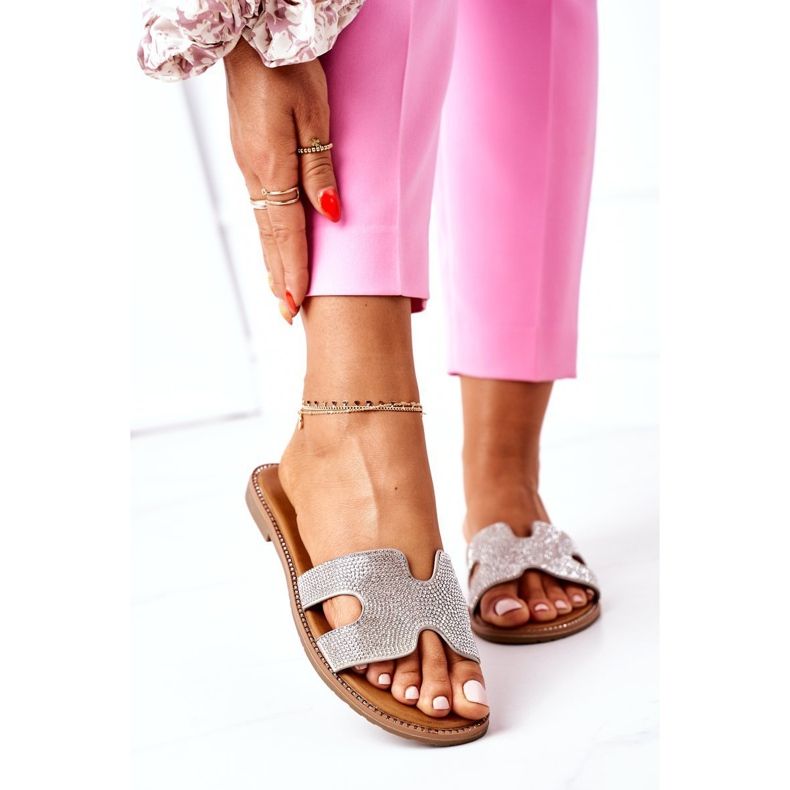 PE1 Bőr papucs köbös cirkónium ezüst Modenával 2