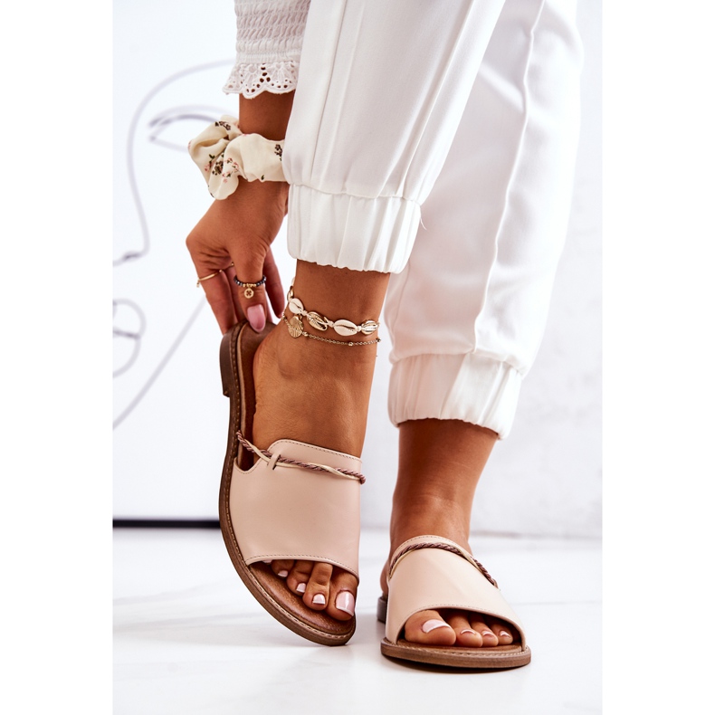 Lewski Shoes bőr papucsok, bézs 2