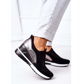 Vinceza 10593 Fekete-ezüst csúszós ék cipők 1