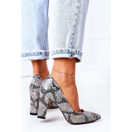 Lewski Shoes Bőr szivattyúk állatmintás Lewski cipő 2453 fekete-kék 1