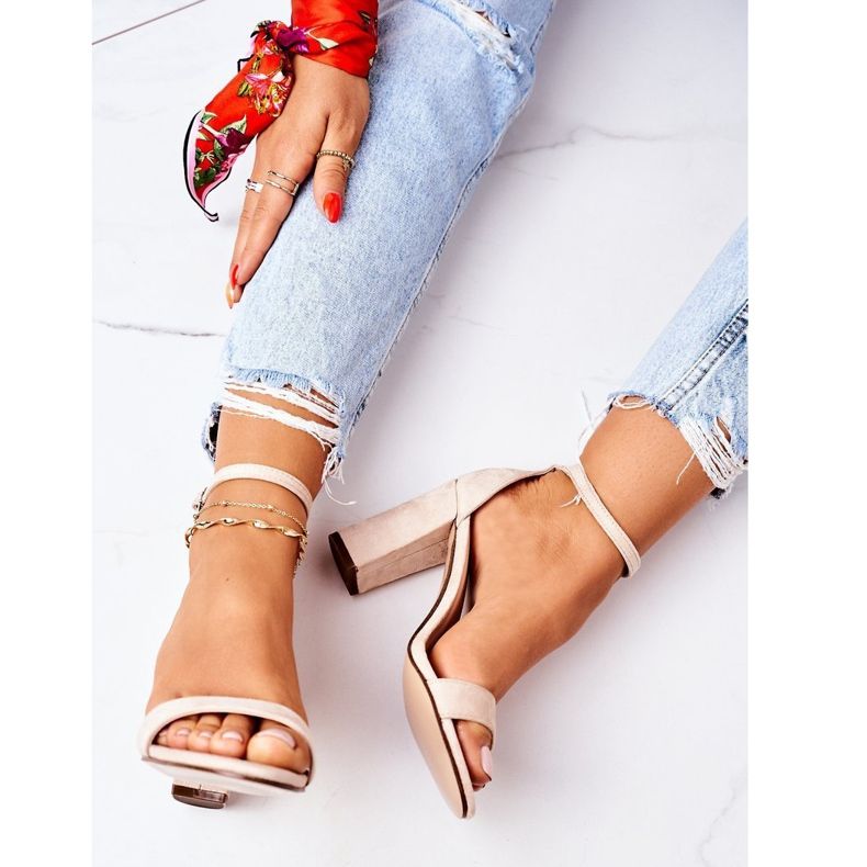 PS1 Velúr szandál egy bárban Bézs Firenze 2