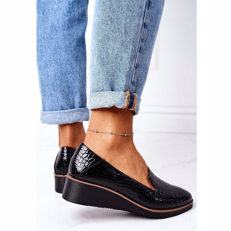 Lakkozott cipő Wedge Vinceza 10675 fekete 1