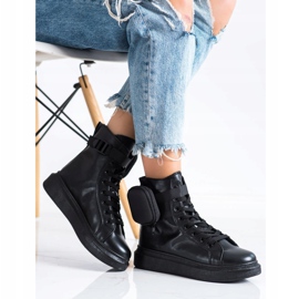 SHELOVET Fűzős cipők zsebbel fekete 1