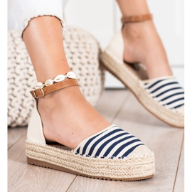 Clowse Csíkos Espadrilles Csattal bézs kék 1