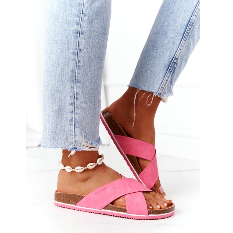 Bőr profilozott papucs Big Star HH274597 Fuchsia rózsaszín 3