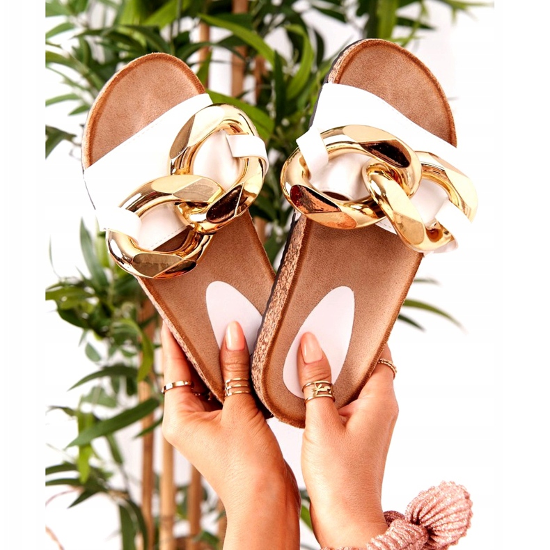 PS1 Fehér papucs lánccal Utolsó tánc aranysárga 6