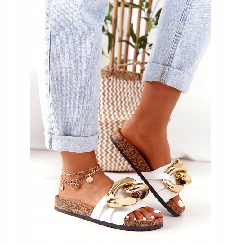 PS1 Fehér papucs lánccal Utolsó tánc aranysárga 3