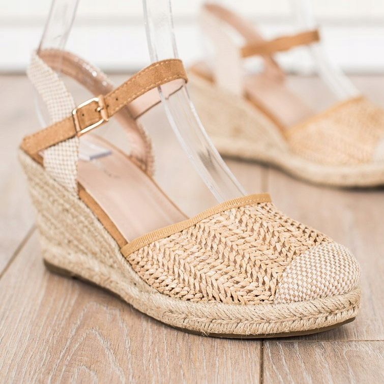Sweet Shoes Áttört Espadrilles Az ék bézs barna 1
