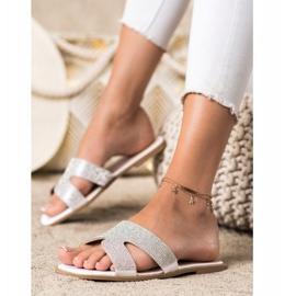 SHELOVET Papucs kristályokkal fehér 2