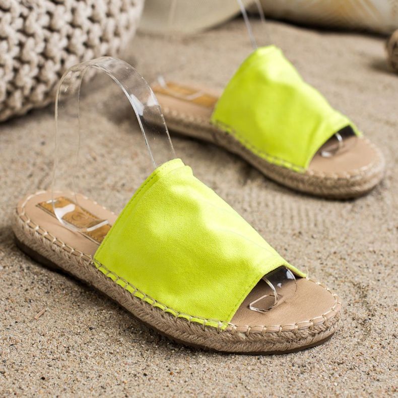 SHELOVET Klasszikus velúr papucs sárga 1