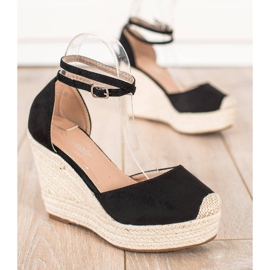Queentina Stílusos espadrilles magas ék fekete 1