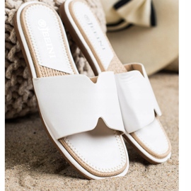 SHELOVET Elegáns Eco bőr papucs fehér 1